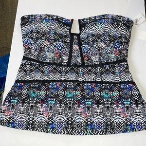 Island Escape Aztec Strapless Swim Top Sz 14 4/$25